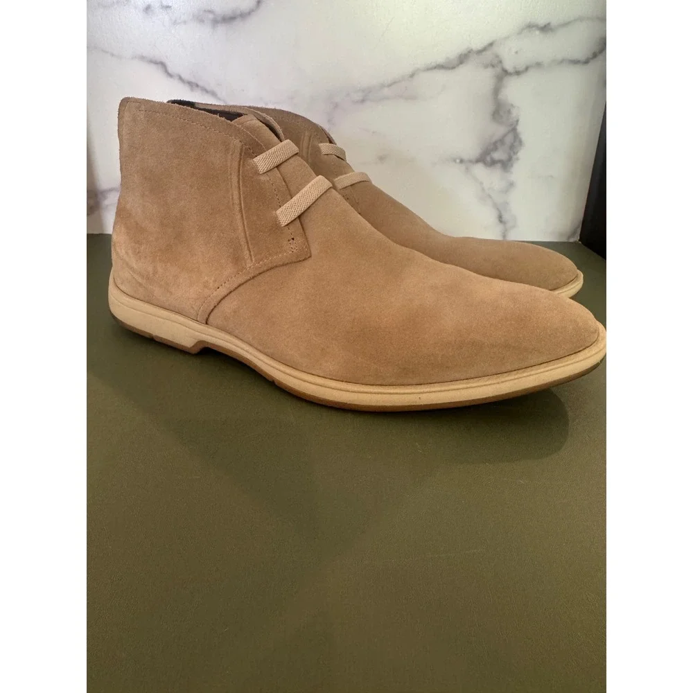 Cole Haan Mens Tan Suede Chukka Desert Boots Size 10.5 C Beige Lace Up Shoes
